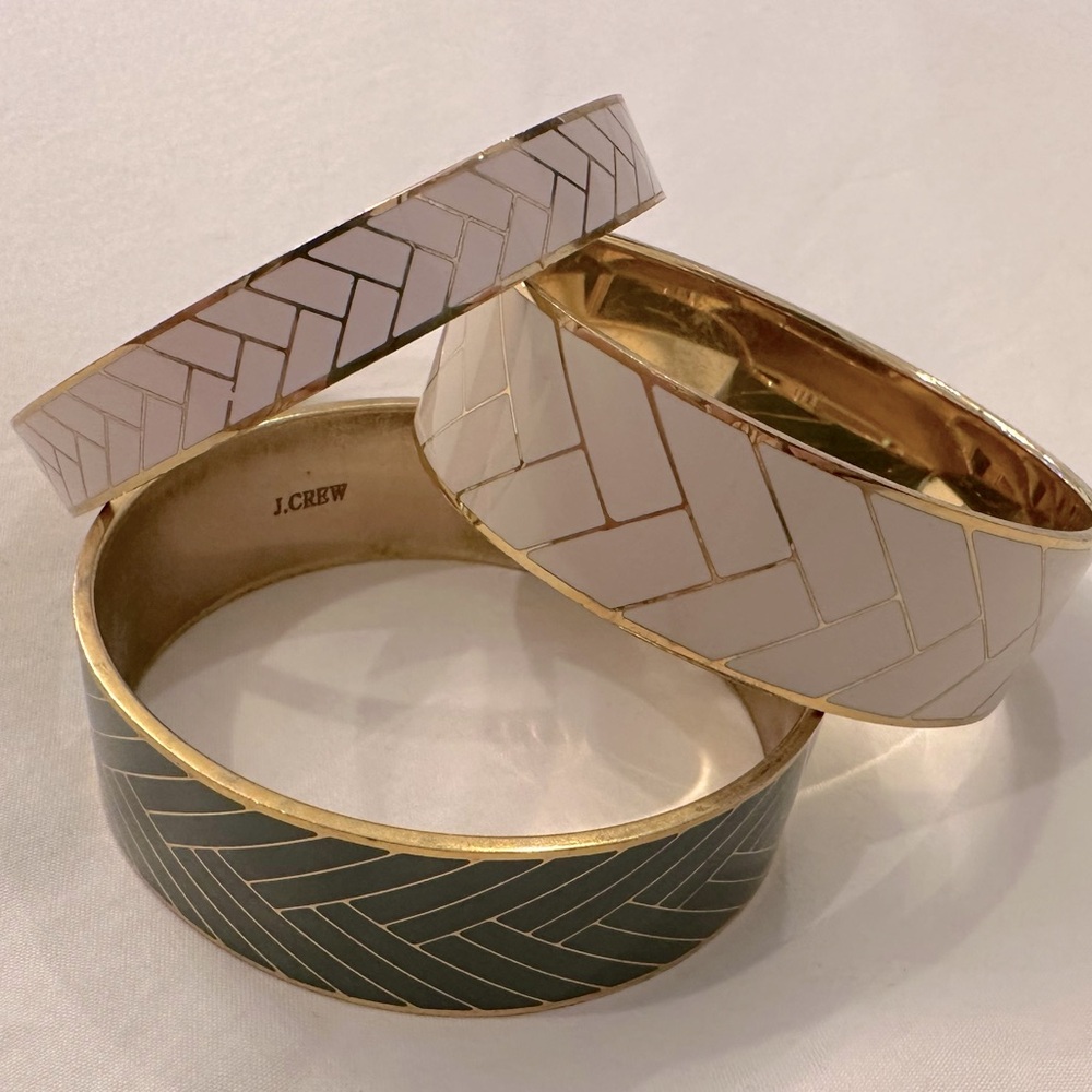 J Crew enamel bracelets chevron bangle- set of 3 - Picture 7 of 9